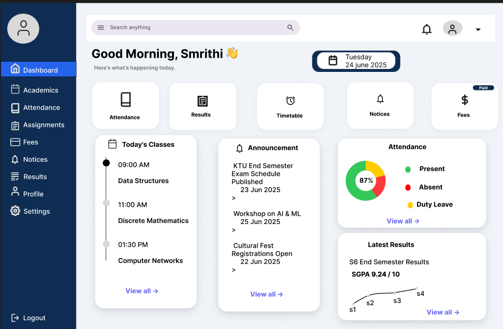 Student Dashboard Preview